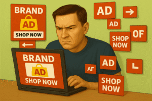 Usuário visualizando anúncios de remarketing enquanto navega na internet