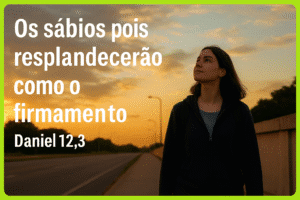 Jovem caminhando em uma calçada ao amanhecer, olhando para o céu com expressão de paz e reflexão, simbolizando um reencontro espiritual e a busca por sabedoria, com moldura verde-limão destacando a cena.
